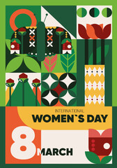 womens day march 8 design card poster invitation geometry moth butterfly