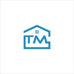 initials TM or TMG and home icon. real estate logos.