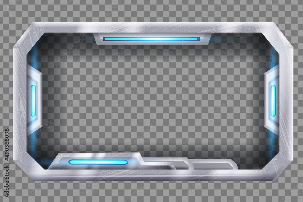 Wall mural tech futuristic frame vector screen, ui spaceship window display, hud digital game border panel. cyb