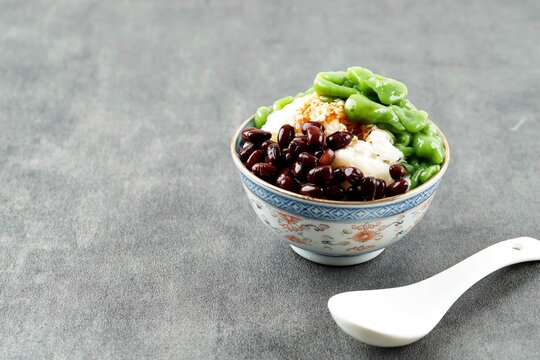 Malaysian Desserts Called Cendol. Cendol is Made From Crushed Ice Cubes, Red Bean