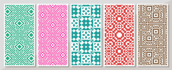 Colorful vertical banner with minimal pattern set