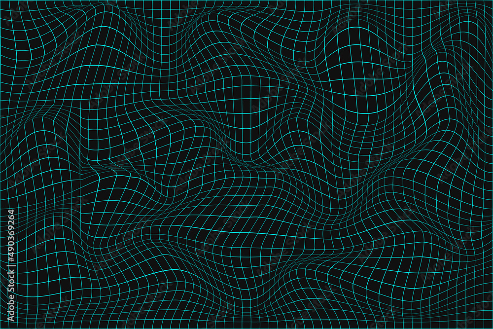 Poster abstract curve black grid. wireframe landscape. vector architecture illustration.