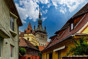 The historic city of Sighisoara in Transilvania Romania	