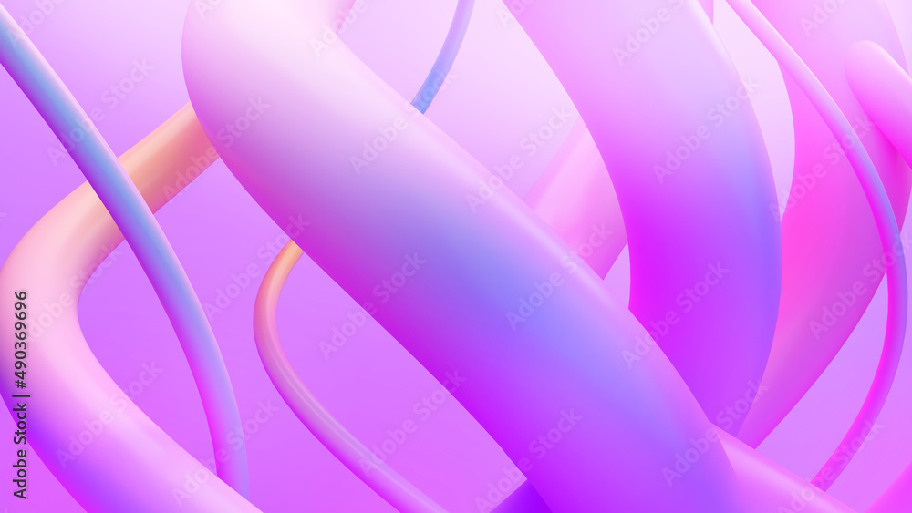 Wall mural abstract background purple and multicolored movement lines,3d rendering