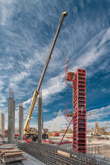 Panel formwork at the construction of a residential building.