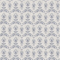 French fleur de lis royal lily seamless pattern. Farmhouse cottage background. Lilies lys flower flourish motif allover rustic damask. © Limolida Studio