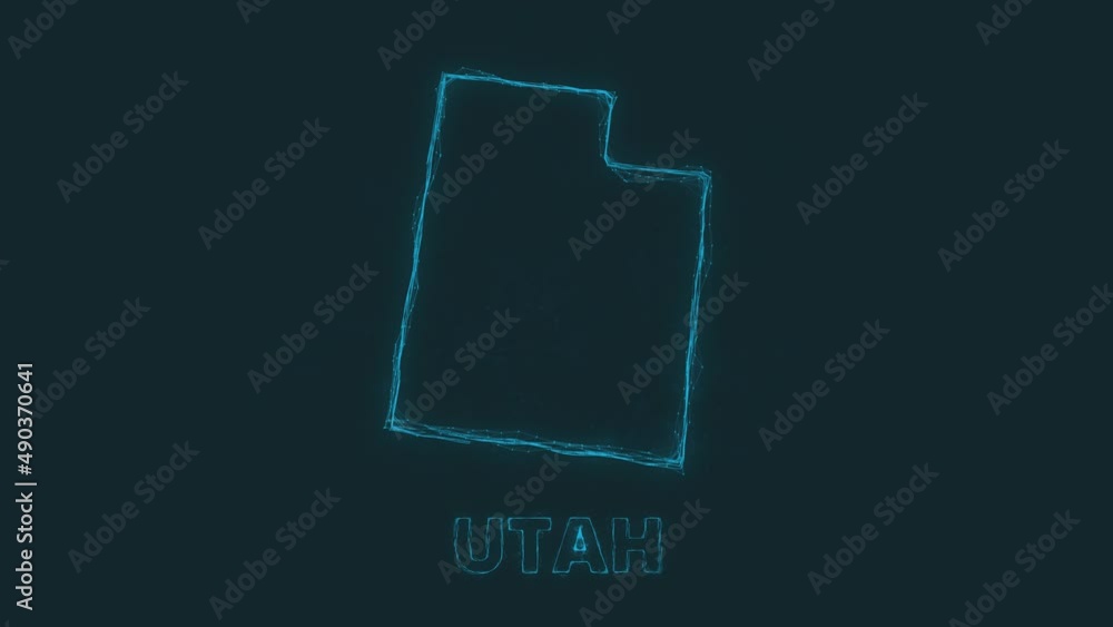 Poster Plexus flat map showing the state of Utah from the United State of America on black background. USA. Plexus map of Utah