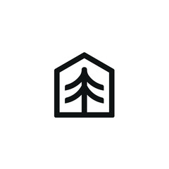 Simple Home Pine Tree Logo Design Inspiration