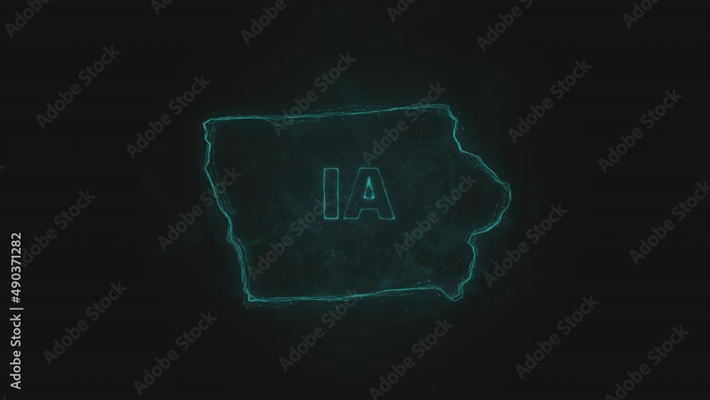 Aufkleber Plexus flat map showing the state of Iowa from the United State of America on black background. USA. Plexus map of Iowa