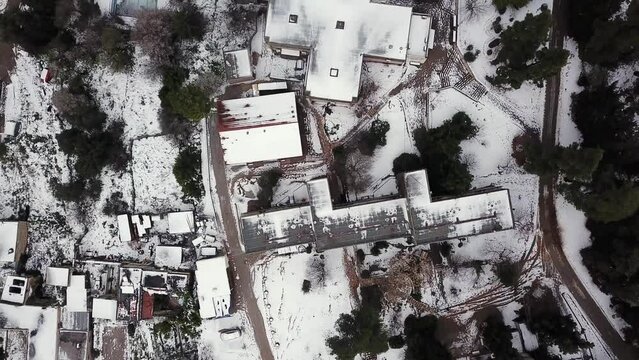 Safed the old Jewish city n northern Israel. Aerial Drone view.