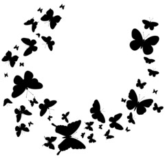 flying butterflies black silhouette isolated vector