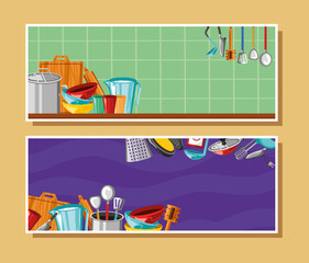 Fototapeta premium kitchen tools banners