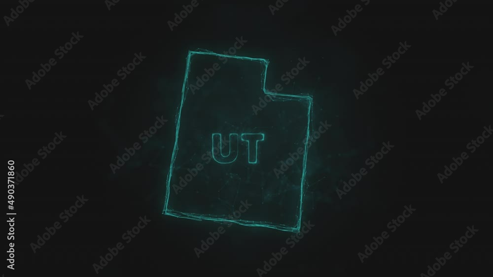 Poster Plexus flat map showing the state of Utah from the United State of America on black background. USA. Plexus map of Utah