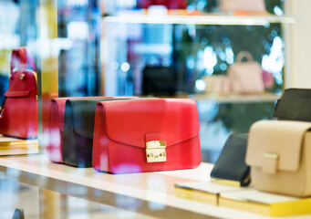 Group of women handbag in fashion shop