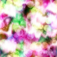 Seamless seventies tie dye bokeh texture. Hippie summer repeat background with ink dyed effect. 