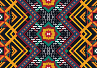 Geometric ethnic flower pattern for background,fabric,wrapping,clothing,wallpaper,Batik,carpet,embroidery style.	