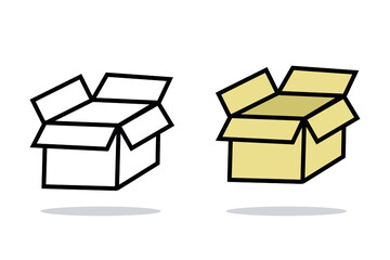 Box icon or logo in modern line style. High quality black outline pictogram for web site design and mobile apps. Vector illustration on a white background. Cargo containers set. Open boxes set.