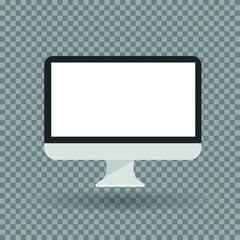 Monitor with white screen isolated on transparent background. Monitor illustration with screen template. Add your own screen.