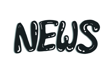 Hand Drawn Graffiti Style News Calligraphy Isolated on White background. Breaking News written in jelly ink style. 