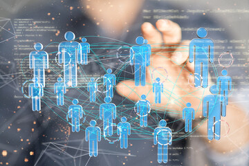 Abstract network of physical devices on the Internet using a network connection with statistics...