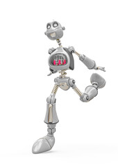vintage robot cartoon is happy in white background