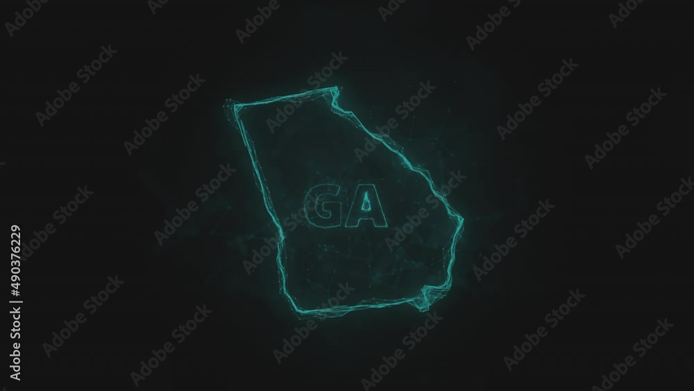 Aufkleber Plexus flat map showing the state of Georgia from the United State of America on black background. USA. Plexus map of Georgia