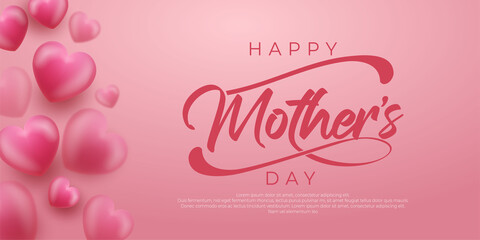 Happy mother's day with 3D hearts greeting