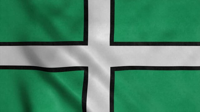 Devon flag, England, waving in wind. Realistic flag background