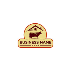 cow farm emblem logo template