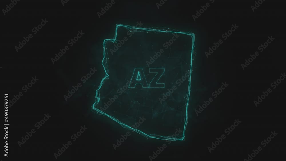 Poster Plexus flat map showing the state of Arizona from the United State of America on black background. USA. Plexus map of Arizona