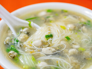 Close up shot of a oyster rice noodle