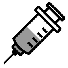 Syringe full Icon. Black and white and grey vector medical equipment for doctor shot