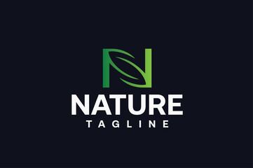 letter N nature logo design