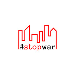 Hashtag stop war, no war icon isolated on white background