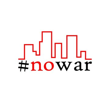 Hashtag stop war, no war icon isolated on white background