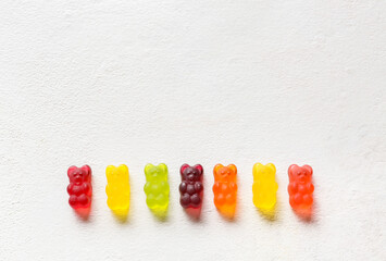 Sweet jelly bears on light background