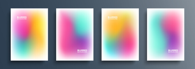 Set of blurred backgrounds with modern abstract blurred color gradient patterns. Templates collection for brochures, posters, banners, flyers and cards. Vector illustration.