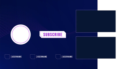 Youtube End Screen Template. Youtube Video Template, background, Outro Card, 
endscreen, banner, channel. Social media design.