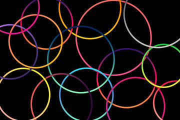 Wallpaper of circles in elegant color combinations. Gradient colored circles on royal black backdrop. dark, modern, varicolored, unique and smart