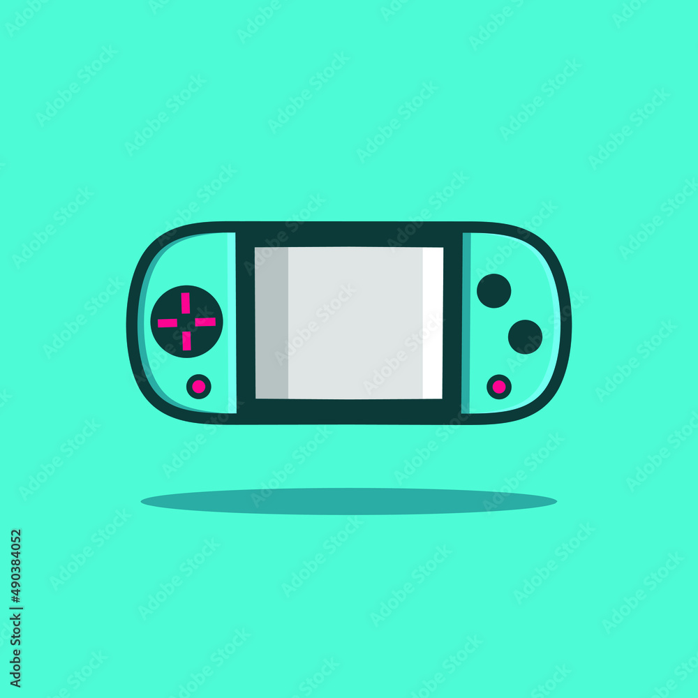 Wall mural joystick game console flat design vector. colorful logo with soft background.