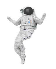 astronaut explorer is floating on white background