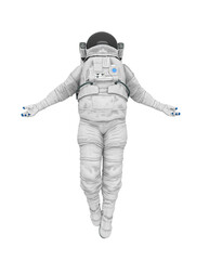 astronaut explorer is in ascension or being abducted on white background © DM7