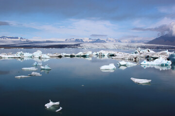 Obraz premium Island - Jökulsárlón - Gletscherflusslagune / Iceland - Jökulsárlón - Galcier river lagoon /