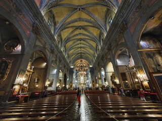 Nave of the parish church of Sant Bartomeu, Soller, Mallorca, Balearic Islands, Spain