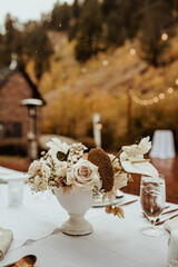 Table setting floral arrangement