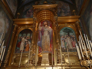 Fototapeta na wymiar Sculpture of Jesus Christ and Bible scenes in a side altar of Sant Bartomeu Parish Church, Soller, Mallorca, Balearic Islands, Spain