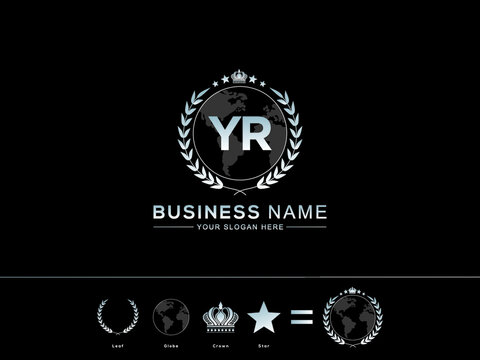 Abstract YR letter logo, Colorful circle Leaf Globe Royal Crown and Star Yr ry logo Image design for all kind of use
