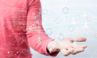 Abstract network of physical devices on the Internet using a network connection with statistics...