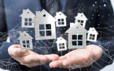 home data. Digital cyberspace with particles and Digital data network connections concept.