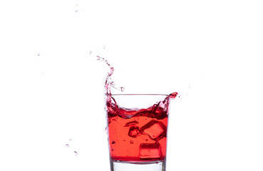 Varna,Bulgaria, 27.02.2022 - red beverage splashed on isolated on white background